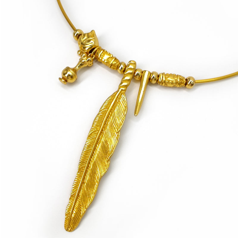 PLUMA NECKLACE - Handmade - 24K gold-plated