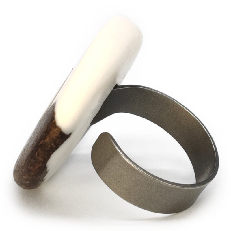 CAFECITA RING - Handmade - Adjustable - Coffee grounds, recovered wood