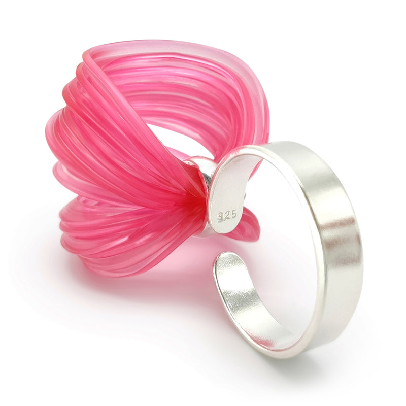 ECOBLOOM RING - Handmade - Adjustable - Sterling silver 925 - Recycled bottle cap plastic liners