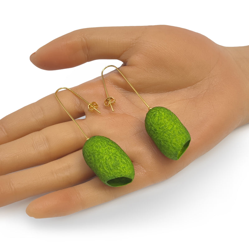 COCOON CLASSIC EARRINGS - Handmade - 24K gold-plated - Silk cocoons