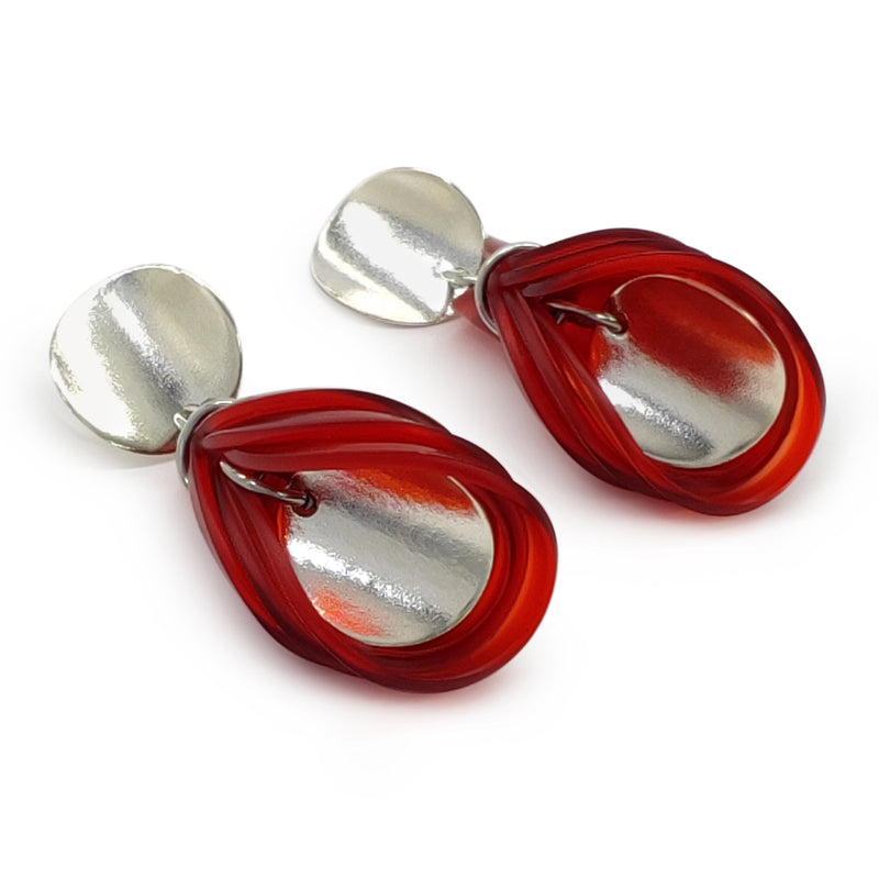 ECOGLOW EARRINGS - Handmade - Sterling silver 925 - Recycled bottle cap plastic liners