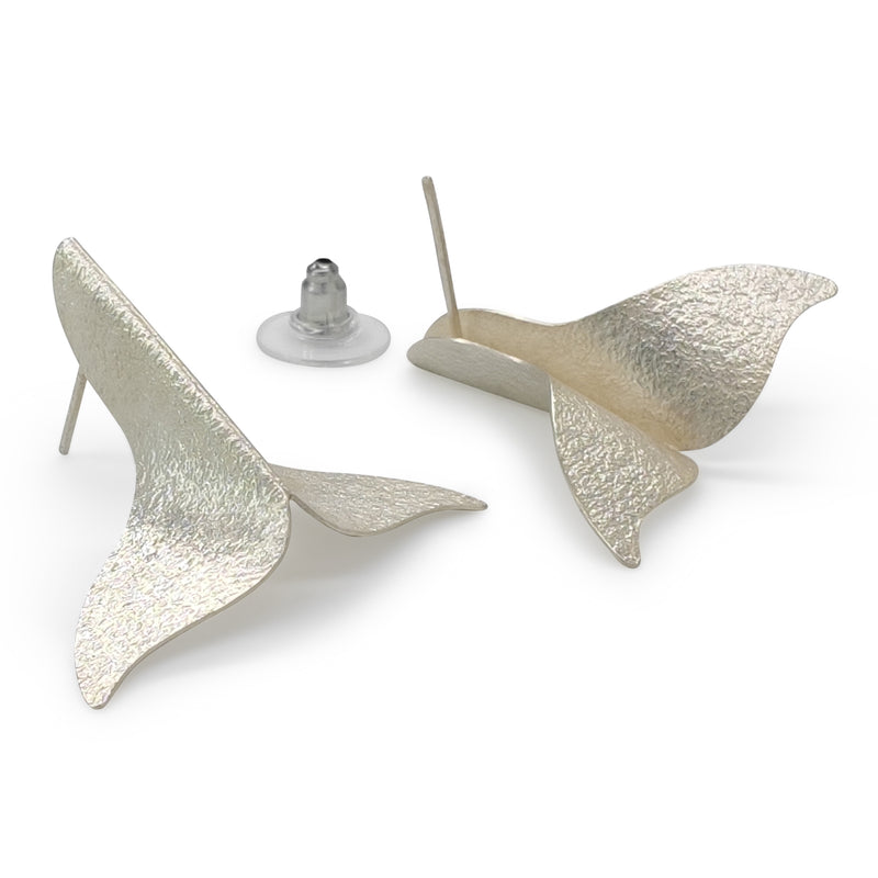 MARINA WHALE TAIL EARRINGS - Handmade - Silver