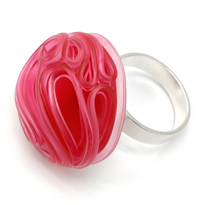 ECOTOPIA RING - Handmade - Adjustable - Sterling silver 925 - Recycled bottle cap plastic liners