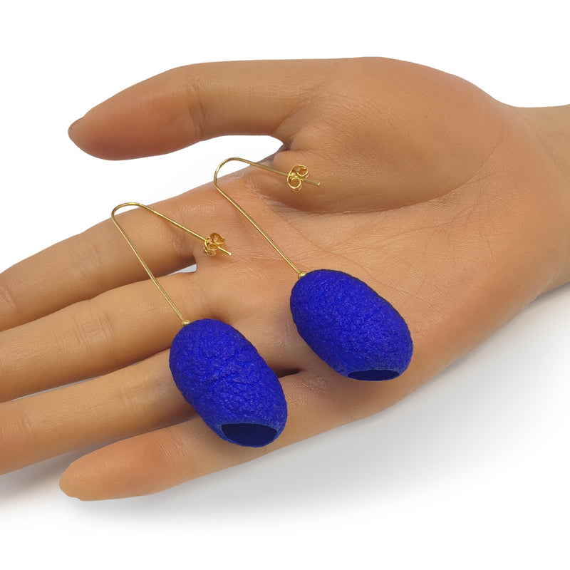 COCOON CLASSIC EARRINGS - Handmade - 24K gold-plated - Silk cocoons