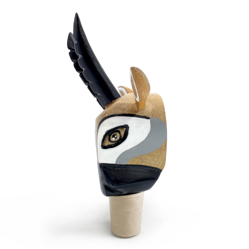 DECORATIVE BOTTLE STOPPER - The carnival goat - Hand-carved and painted wood