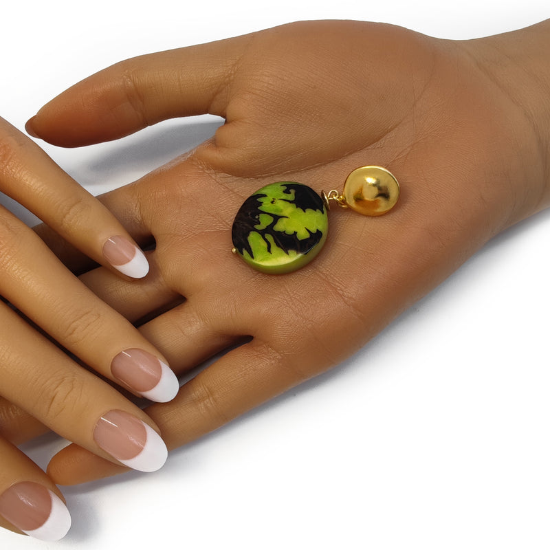 SOLISE EARRINGS - Handmade - 24K gold-plated - Tagua (vegetable ivory)