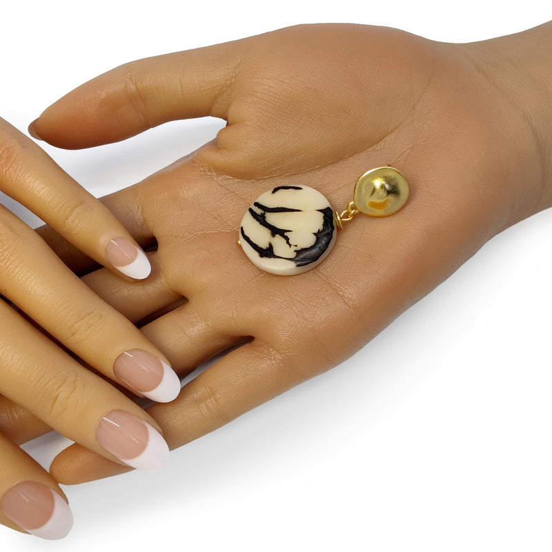 SOLISE EARRINGS - Handmade - 24K gold-plated - Tagua (vegetable ivory)