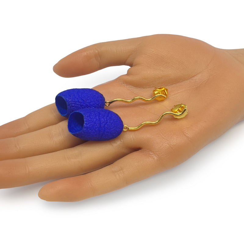 COCOON ECHO EARRINGS - Handmade - 24K gold-plated - Silk cocoons