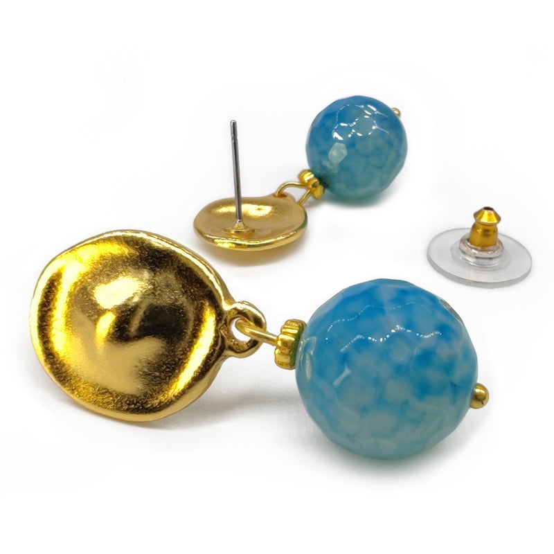 BRINCOS CALIMA - Feitos à mão - Banhados a ouro de 24 quilates - Ágata