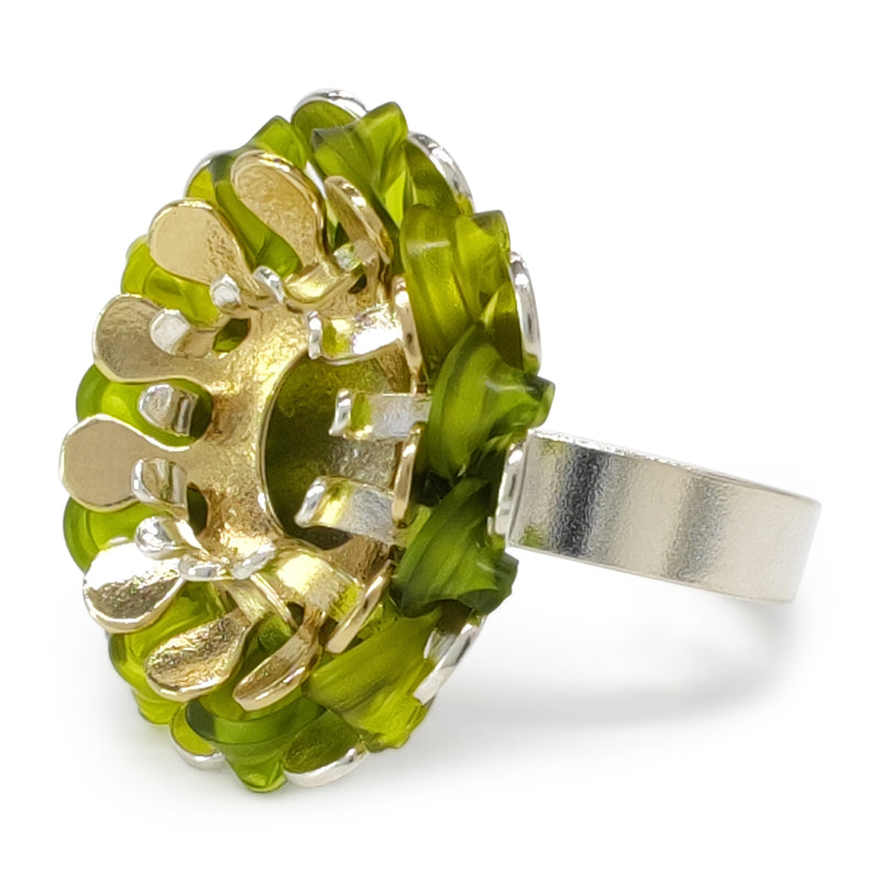 ECOSOL RING - Handmade - Adjustable - Sterling silver 925 and 24K gold-plated - Recycled bottle cap plastic liners