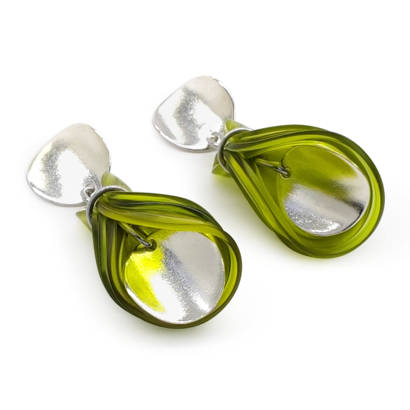 ECOGLOW EARRINGS - Handmade - Sterling silver 925 - Recycled bottle cap plastic liners