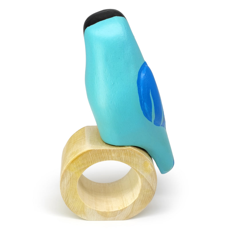 ANILLO DE SERVILLETA DECORATIVO - Quetzal - Madera tallada y pintada a mano