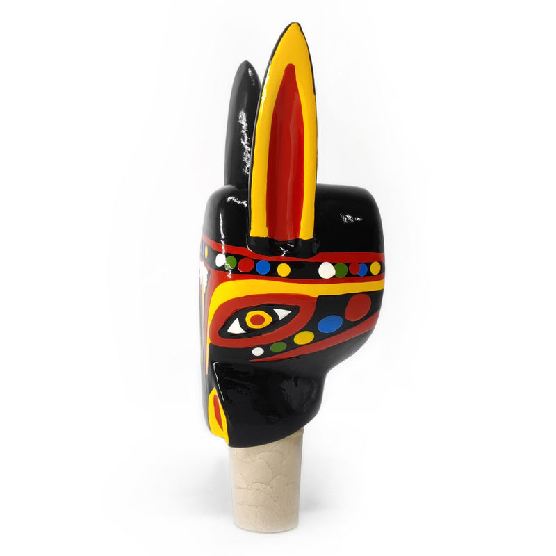 DECORATIVE BOTTLE STOPPER - The carnival donkey - Hand-carved and painted wood