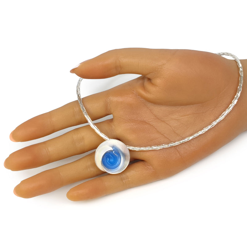 ECOSENS NECKLACE - Handmade - Fine silver 999 & sterling silver 925 - Recycled bottle cap plastic liners