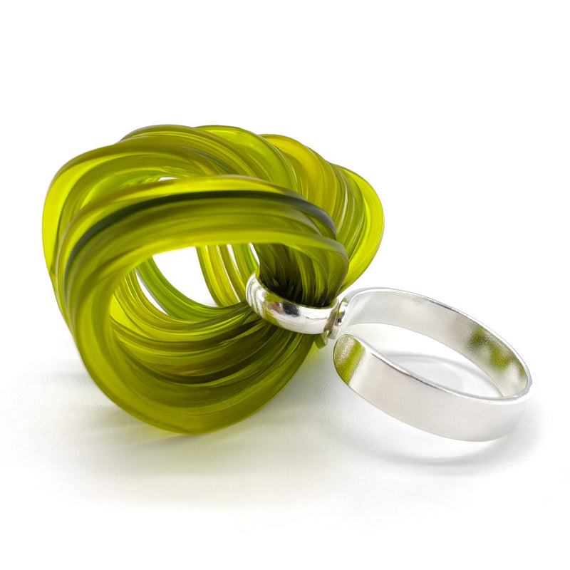 ECOBLOOM RING - Handmade - Adjustable - Sterling silver 925 - Recycled bottle cap plastic liners