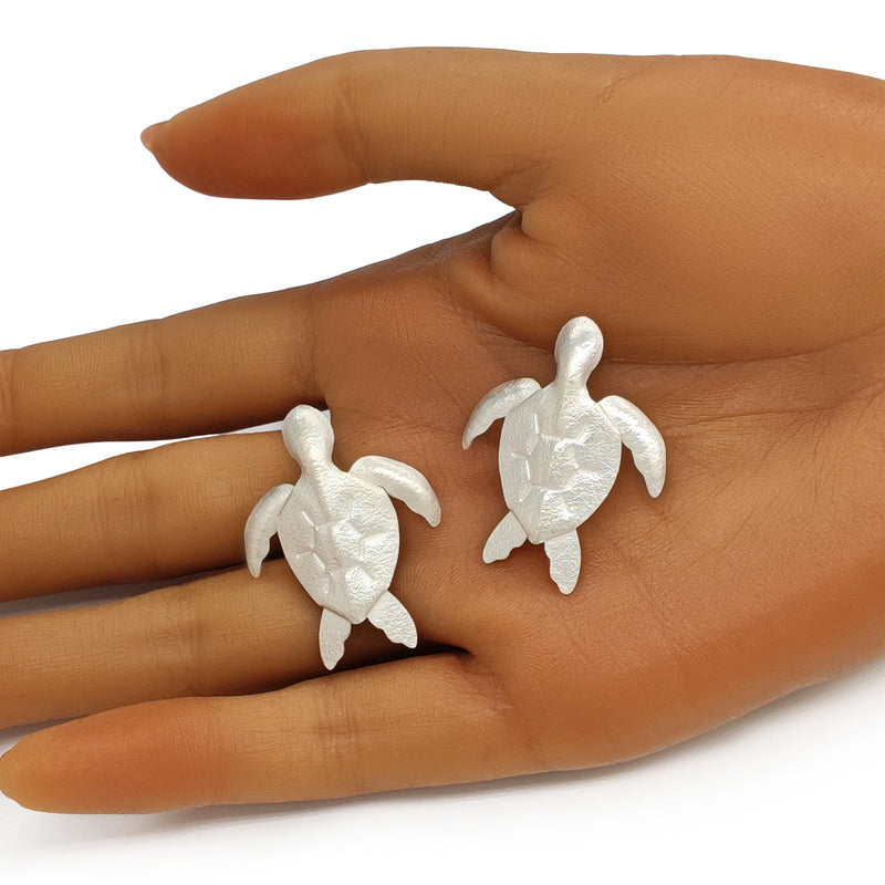 MARINA TURTLE EARRINGS - Handmade - Silver
