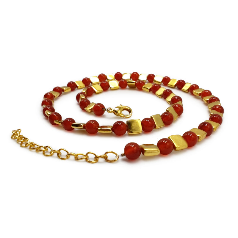 COLAR DORA - Feito à mão - Banhado a ouro de 24 quilates - Ágatas