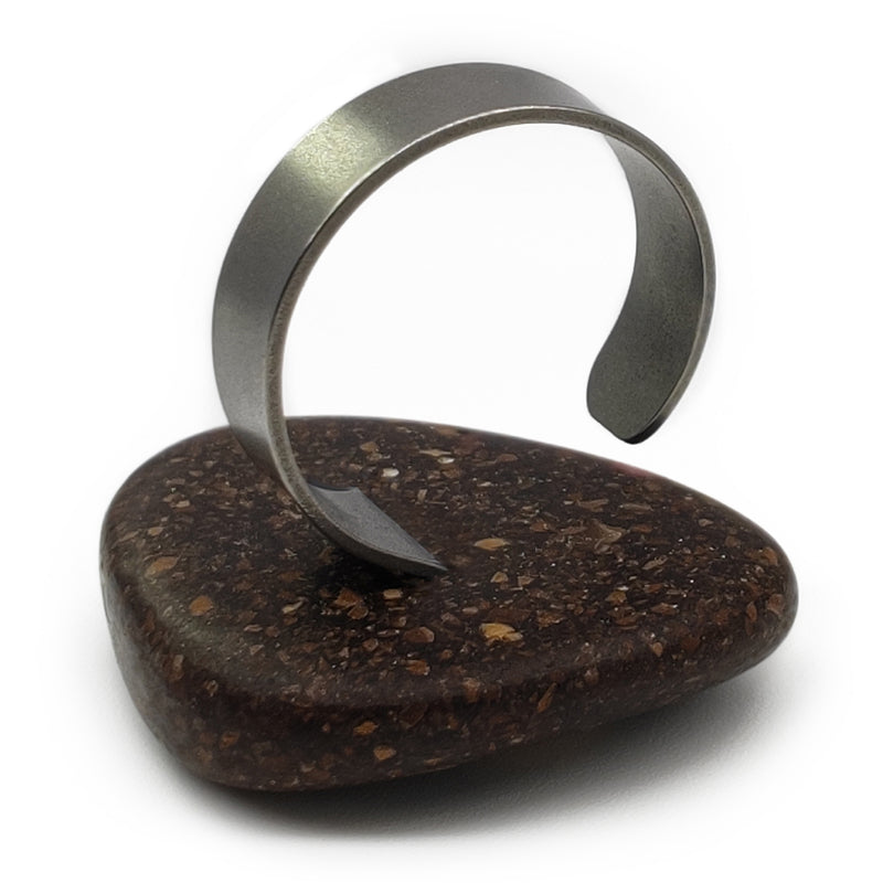 CAFECITA RING - Handmade - Adjustable - Coffee grounds, crushed white corn, recovered wood