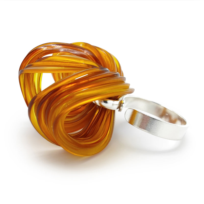 ECOBLOOM RING - Handmade - Adjustable - Sterling silver 925 - Recycled bottle cap plastic liners