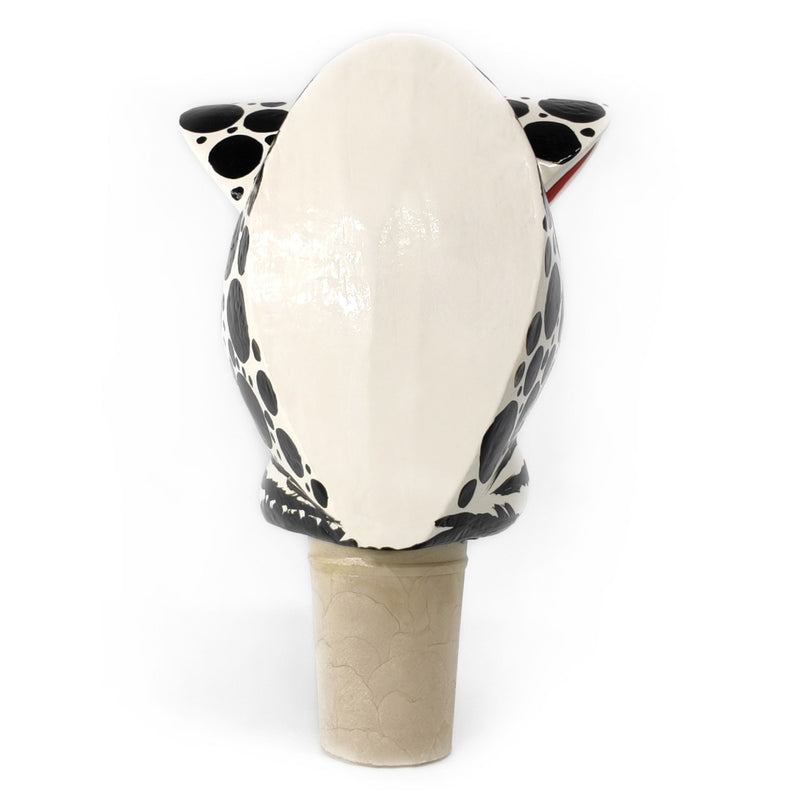 DECORATIVE BOTTLE STOPPER - The carnival white tiger - Hand-carved and painted wood