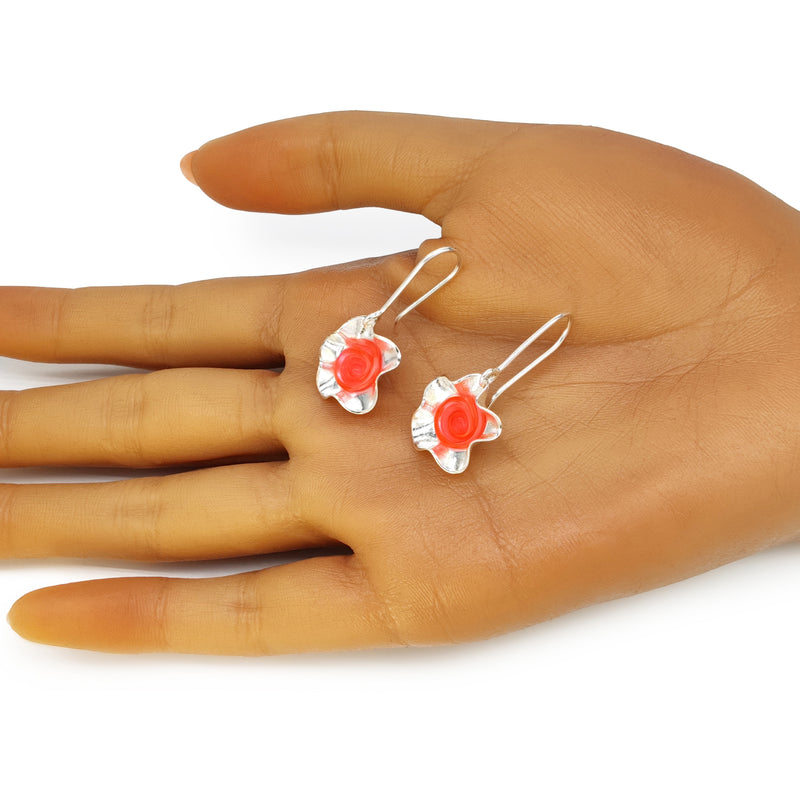 ECOFLOR EARRINGS - Handmade - Sterling silver 925 - Recycled bottle cap plastic liners