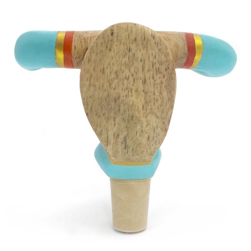 DECORATIVE BOTTLE STOPPER - The carnival bull - Hand-carved and painted wood