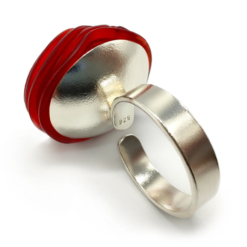 ECOTOPIA RING - Handmade - Adjustable - Sterling silver 925 - Recycled bottle cap plastic liners