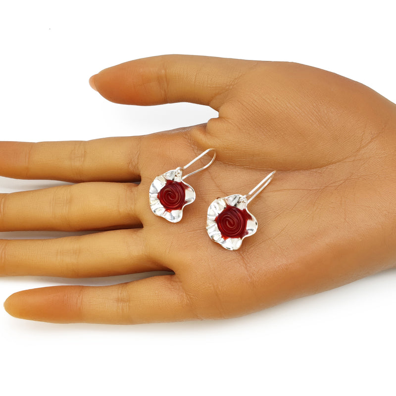 ECOFLOR EARRINGS - Handmade - Sterling silver 925 - Recycled bottle cap plastic liners