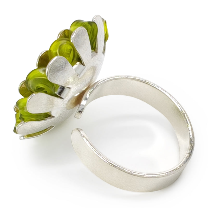 ECOSOL RING - Handmade - Adjustable - Sterling silver 925 and 24K gold-plated - Recycled bottle cap plastic liners