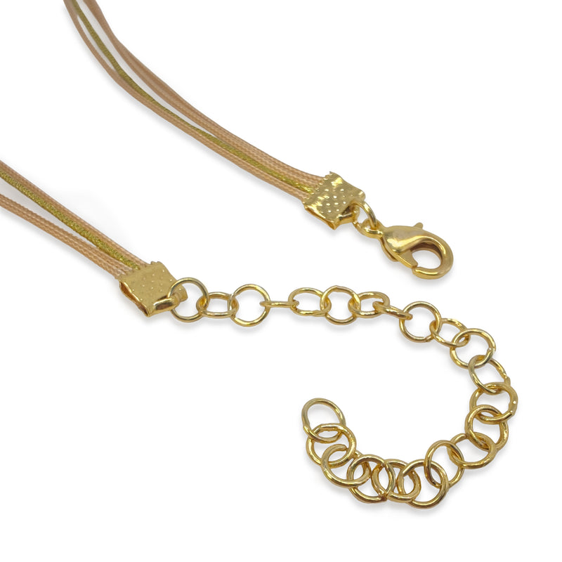 COCOON SILKE NECKLACE - Handmade - 24K gold-plated - Synthetic silk cords, agate, silk cocoons