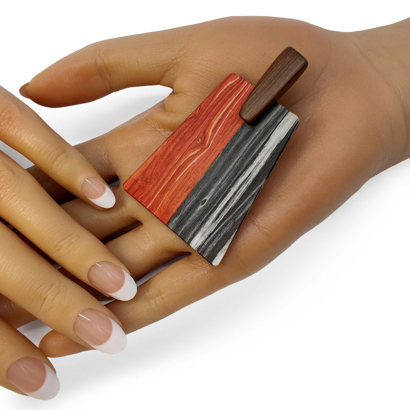 WOODIE TRAPEZE EARRINGS - Handmade - Plywood (3 crossed-laid layers of wood veneer)