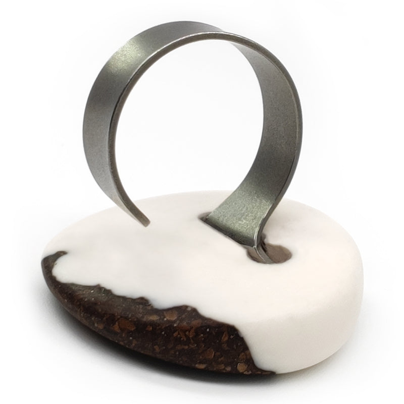 CAFECITA RING - Handmade - Adjustable - Coffee grounds, recovered wood