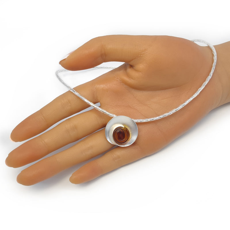 ECOSENS NECKLACE - Handmade - Fine silver 999 & sterling silver 925 - Recycled bottle cap plastic liners