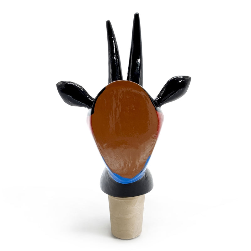 DECORATIVE BOTTLE STOPPER - The carnival goat - Hand-carved and painted wood