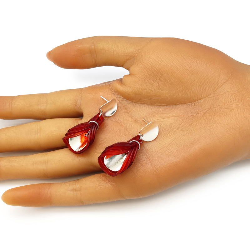 ECOGLOW EARRINGS - Handmade - Sterling silver 925 - Recycled bottle cap plastic liners