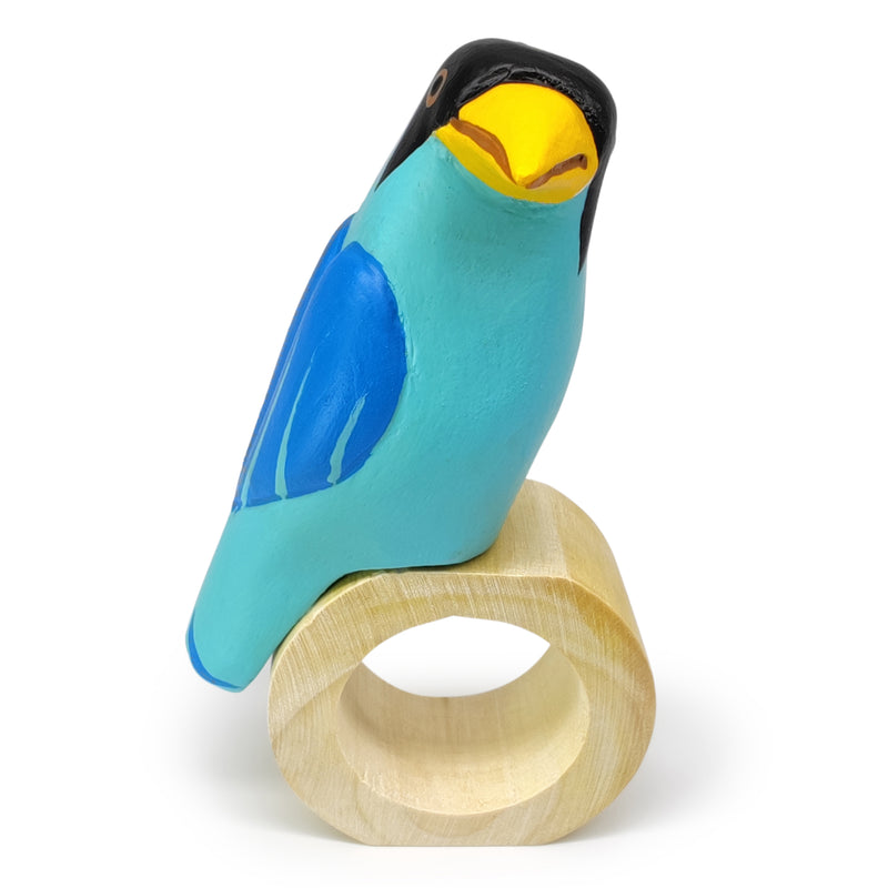 ANILLO DE SERVILLETA DECORATIVO - Quetzal - Madera tallada y pintada a mano