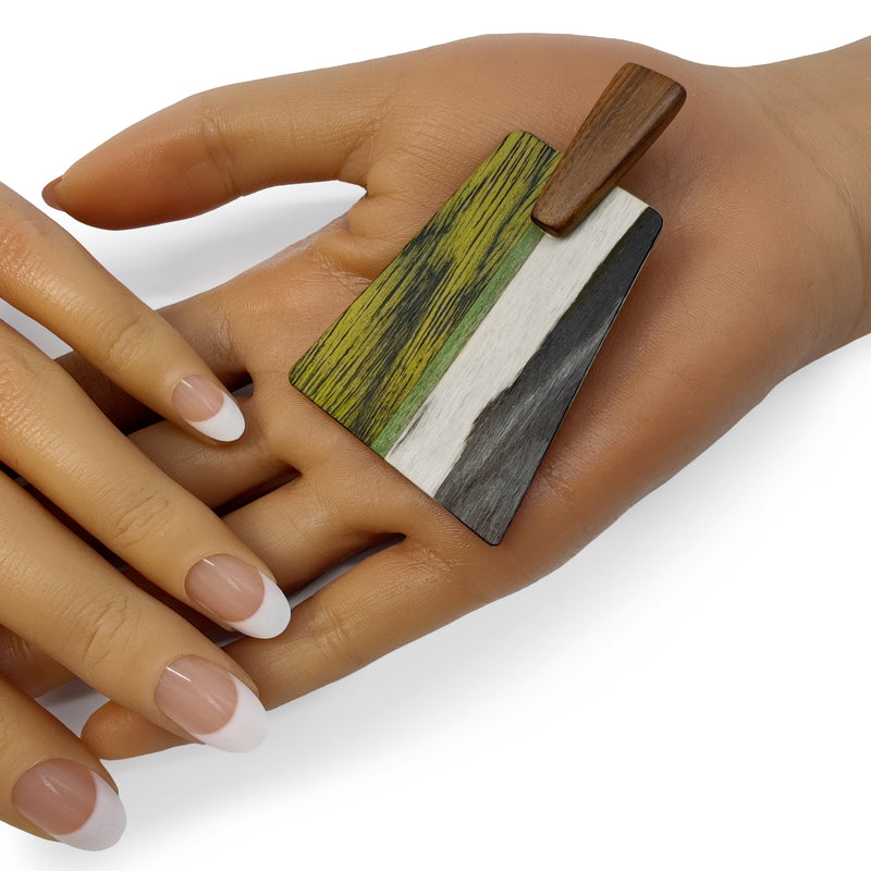 WOODIE TRAPEZE EARRINGS - Handmade - Plywood (3 crossed-laid layers of wood veneer)