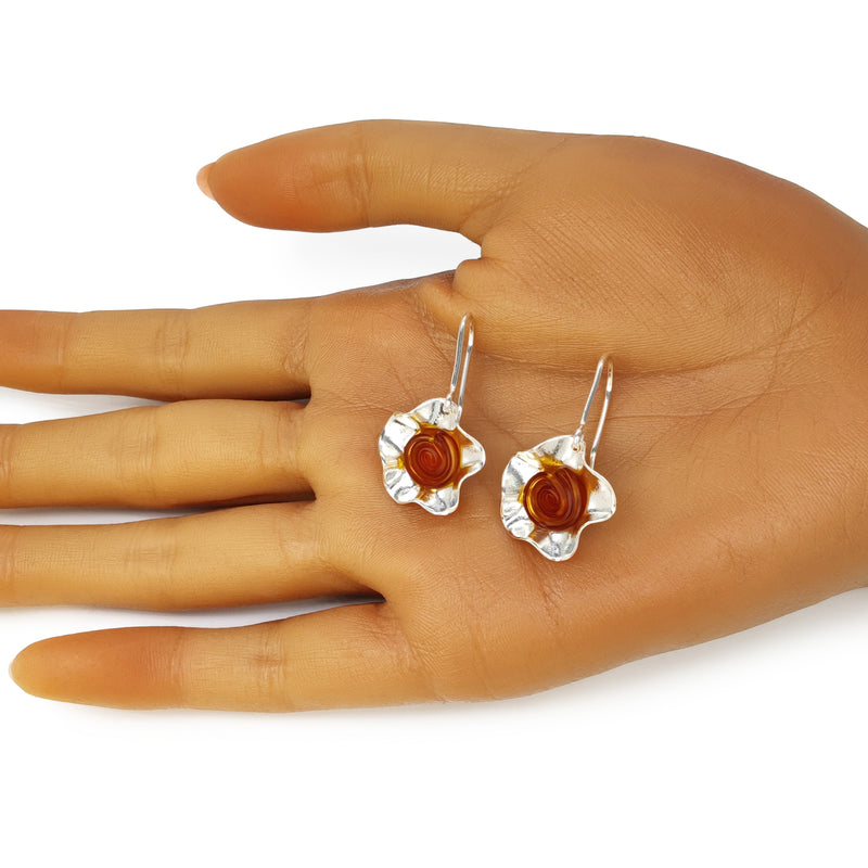 ECOFLOR EARRINGS - Handmade - Sterling silver 925 - Recycled bottle cap plastic liners