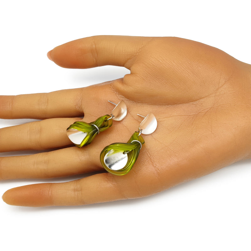 ECOGLOW EARRINGS - Handmade - Sterling silver 925 - Recycled bottle cap plastic liners