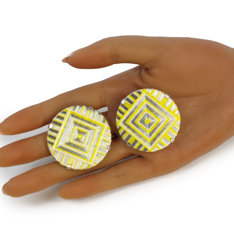 FILUM EARRINGS - Handmade - 925 sterling silver - Woven threads on wood