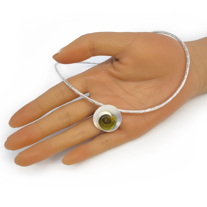 ECOSENS NECKLACE - Handmade - Fine silver 999 & sterling silver 925 - Recycled bottle cap plastic liners