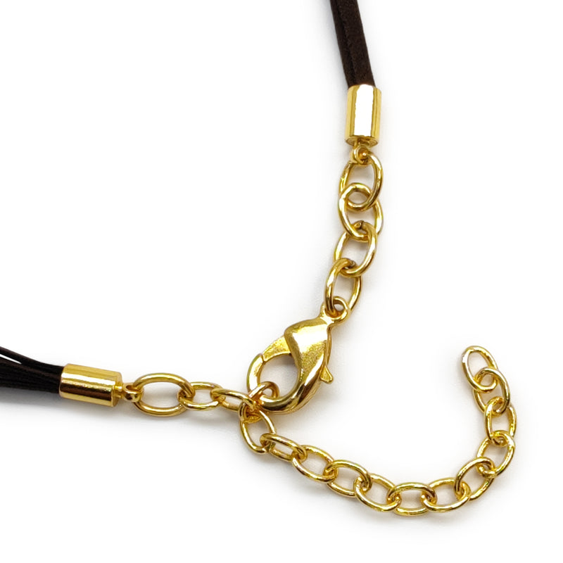 SUÉ NECKLACE - Handmade - 24K gold-plated - Leather