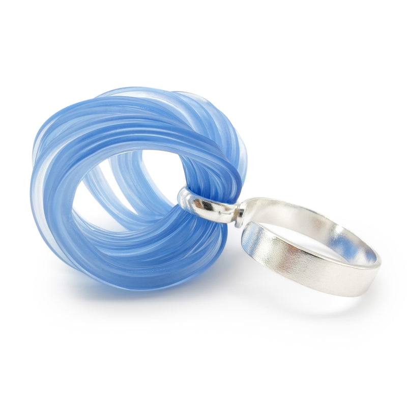 ECOBLOOM RING - Handmade - Adjustable - Sterling silver 925 - Recycled bottle cap plastic liners