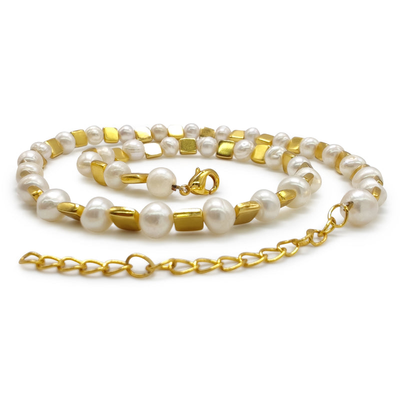 COLAR DORA - Feito à mão - Banhado a ouro de 24 quilates - Pérolas cultivadas