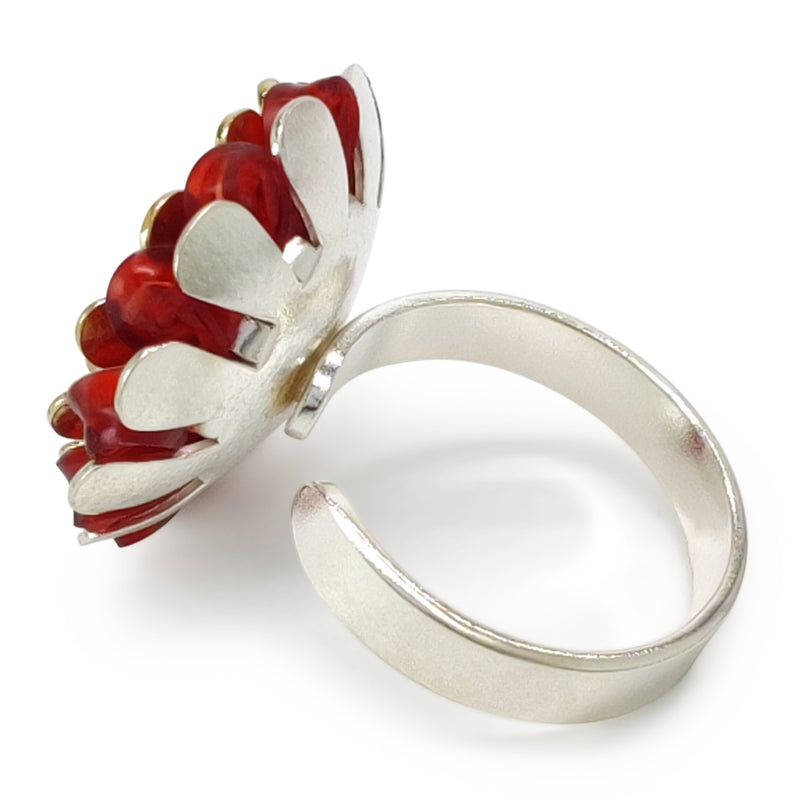 ECOSOL RING - Handmade - Adjustable - Sterling silver 925 and 24K gold-plated - Recycled bottle cap plastic liners