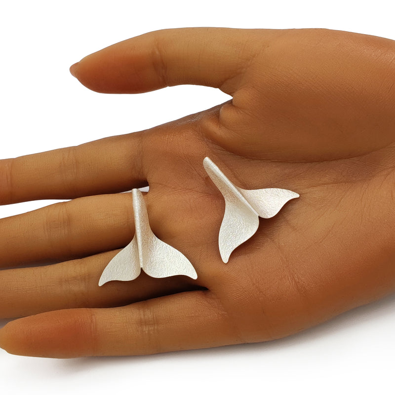 MARINA WHALE TAIL EARRINGS - Handmade - Silver