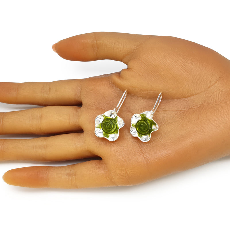 ECOFLOR EARRINGS - Handmade - Sterling silver 925 - Recycled bottle cap plastic liners