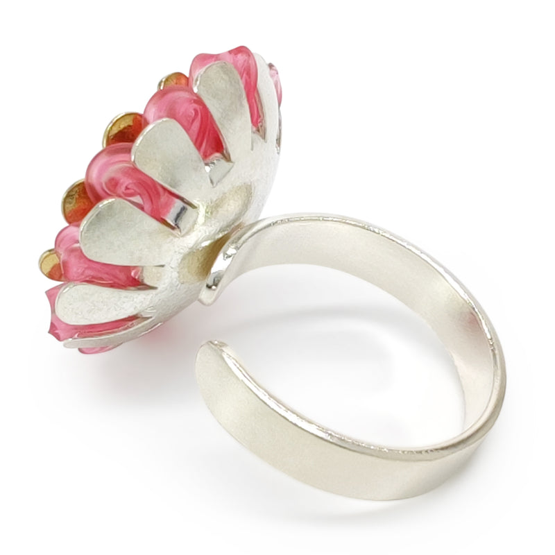 ECOSOL RING - Handmade - Adjustable - Sterling silver 925 and 24K gold-plated - Recycled bottle cap plastic liners