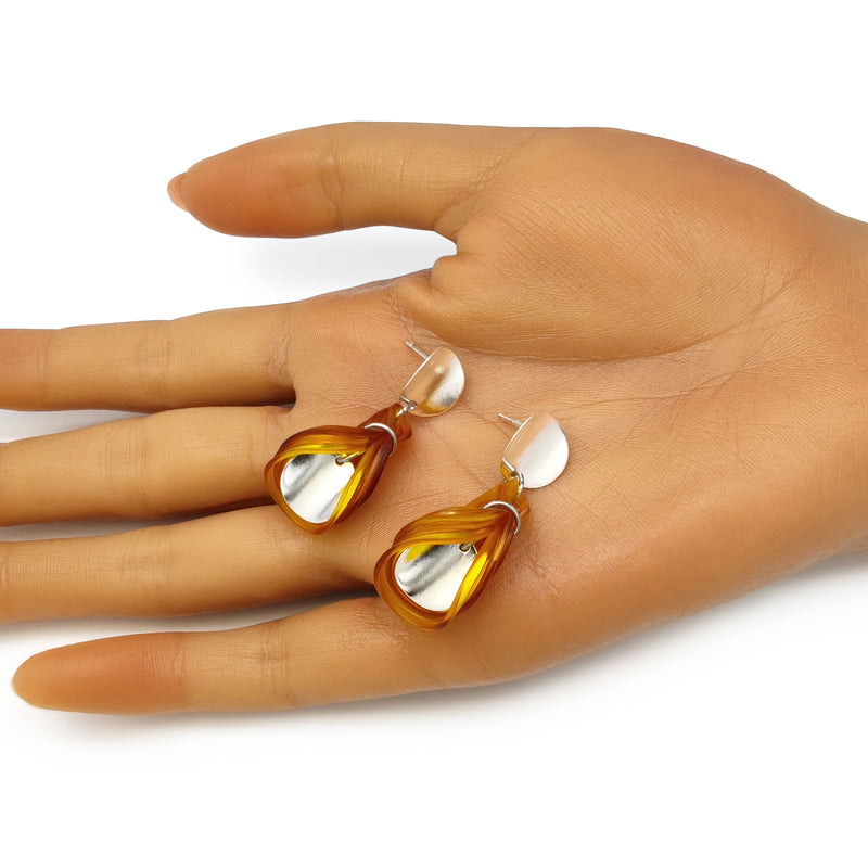 ECOGLOW EARRINGS - Handmade - Sterling silver 925 - Recycled bottle cap plastic liners