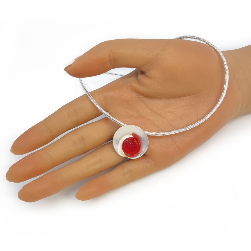 COLLIER ECOSENS - Fabrication artisanale - Argent fin 999 & argent sterling 925 - Plastique recyclé issu des joints intérieurs des capsules de bouteilles